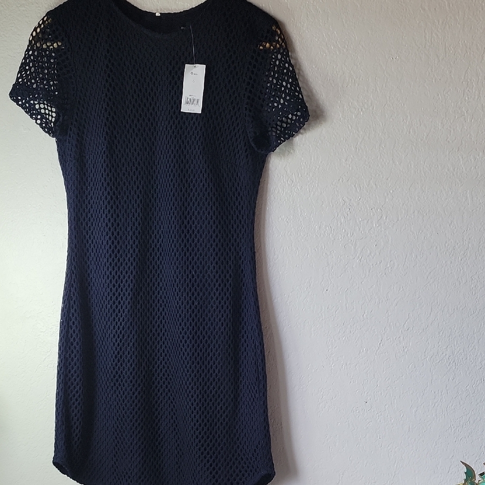 Banana Republic Navy Mesh Mini Dress Nw Size 6 - Picture 2 of 11